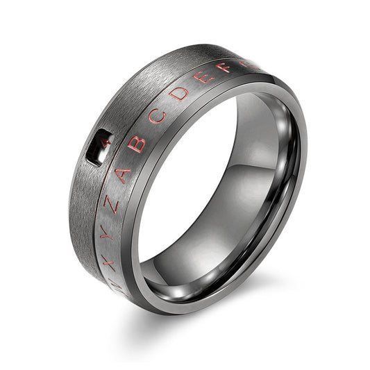 8mm Silver Tone Rotating Party Ring for Men with Spinner Letter and Number Piece - Innovato Store