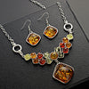 Multicolor Baltic Synthetic Amber Necklace & Earrings Jewelry Set