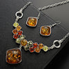 Multicolor Baltic Synthetic Amber Necklace & Earrings Jewelry Set