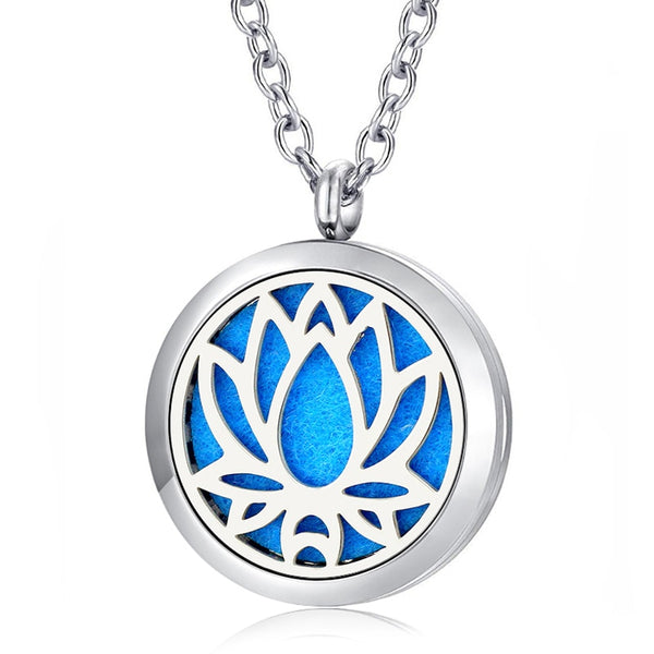 Lotus Design Essential Oil Diffuser Perfumed Locket Necklace