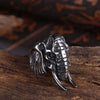 Elephant Head Silver Tone Titanium Steel Gothic Biker Ring - Innovato Store