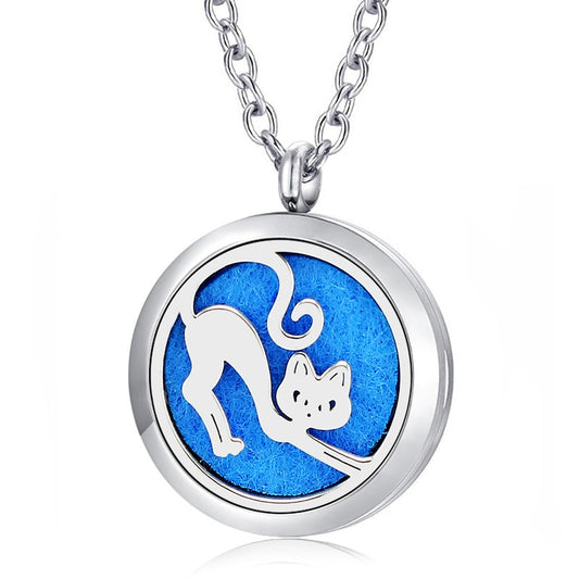 Kitty Cat Essential Oil Diffuser Perfumed Locket Necklace
