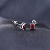 Square Red Ruby 925 Sterling Silver Stud Earrings