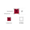 Square Red Ruby 925 Sterling Silver Stud Earrings