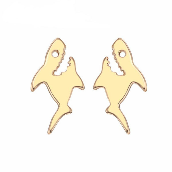 Vintage Small Shark Stud Earrings for Men
