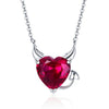 925 Sterling Silver Angel and Demon Heart Red Cubic Zirconia Pendant