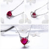 925 Sterling Silver Angel and Demon Heart Red Cubic Zirconia Pendant