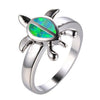 Blue Opal Sea Turtle Silver Plated Ring for Women - Innovato Store