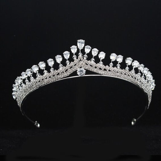 Brilliant Zircon Crystal Queen Tiara Crown for Prom, Wedding or Contests