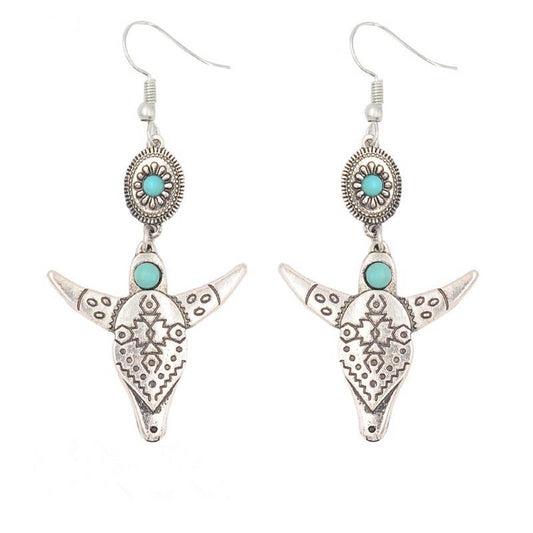 Indian Tribal Skull Dangle Earrings Women’s Jewelry