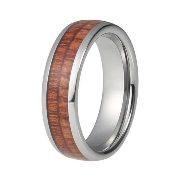 6mm Dome Shape Wood Inlay with Silver Edges Ring - Innovato Store