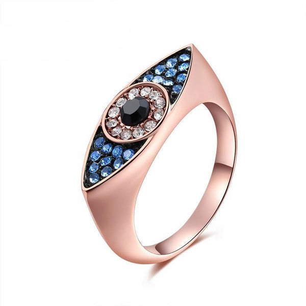 Valentine's Day Austrian Crystal Evil Eye Ring for Women