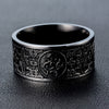 10mm Black and Silver Tone Stainless Steel Men’s Patron Saint Viking Wedding Band - Innovato Store