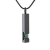 Black Plated Stainless Steel Bar with Crystal Pendant Memorial Necklace