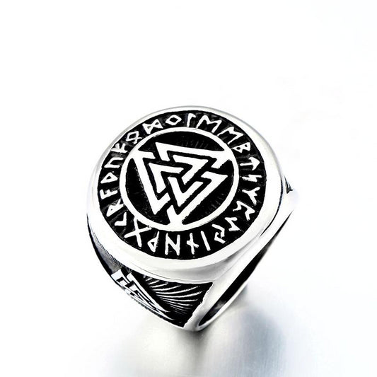 Vintage Stainless Steel Valknut Ring