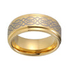 Polished Gold Coated Tungsten Carbide with Laser Engraved Knot Pattern Wedding Ring