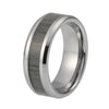 8mm Silver Polished Tungsten Carbide Ring with Grey Natural Wood Inlay - Innovato Store