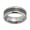 8mm Silver Polished Tungsten Carbide Ring with Grey Natural Wood Inlay - Innovato Store