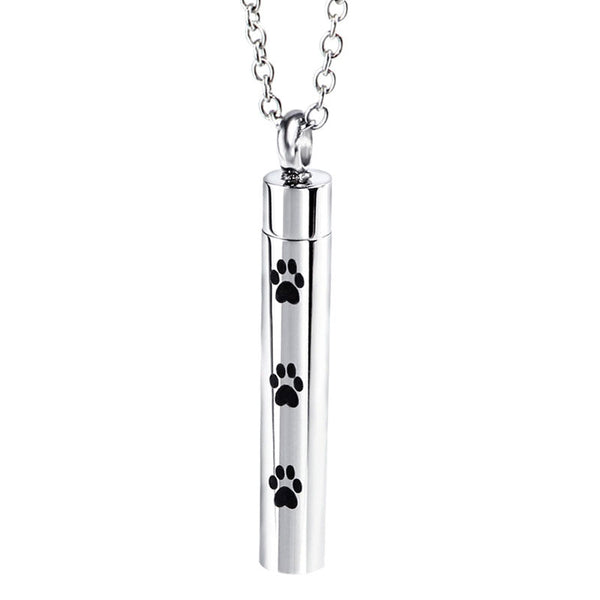 Paw Print Cremation Urn Pendant Memorial Necklace