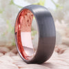 Brushed Matte Silver & Rose Gold Dome Shaped Tungsten Carbide Wedding Band 8,6,4mm