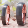 Brushed Matte Silver & Rose Gold Dome Shaped Tungsten Carbide Wedding Band 8,6,4mm