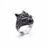 Gothic Biker Stainless Steel Wolf Ring for Men