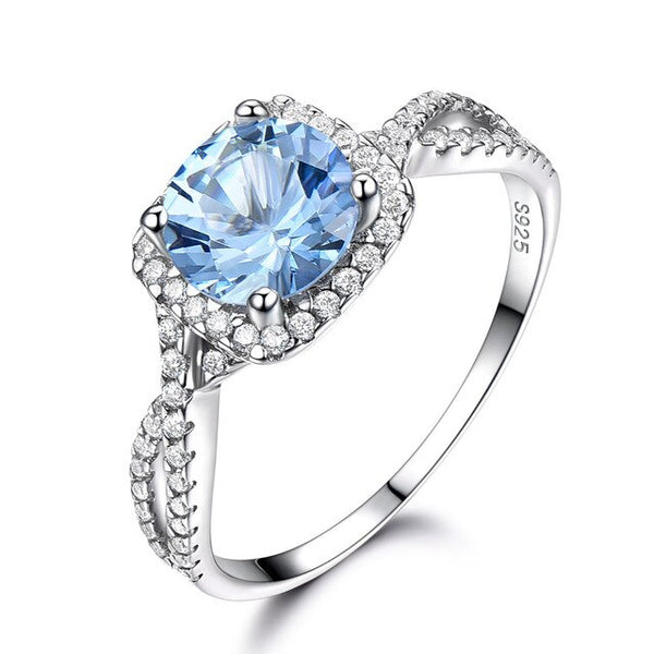 Sky Blue Topaz 925 Sterling Silver Engagement Ring