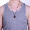 Silver Dragon Claw Holding Red Stone Pendant Necklace