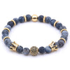 8mm Emperor Natural Stone Beads & Cubic Zirconia Ball Charm Bracelet