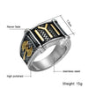 16.5mm Dual Tone Stainless Steel and Titanium Ottomans Seal Vintage Star Moon Men’s Rings - Innovato Store