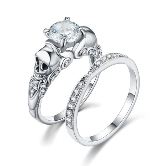 Skull Cubic Zirconia Punk Style Biker Fashion Ring