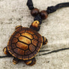 Tribal Sea Turtle Pendant on Lucky Black String Adjustable Necklace