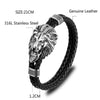 Lion Head Stainless Steel on Leather Wristband Bracelet