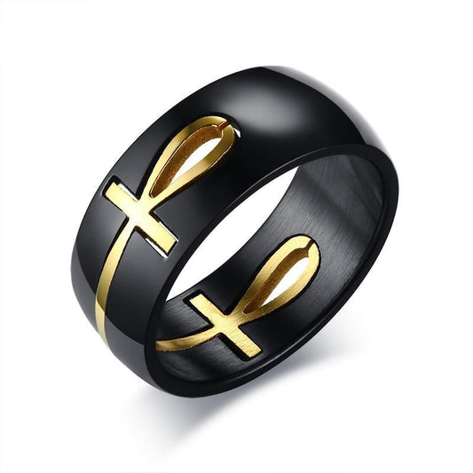 Distinct Separable Ankh Egyptian Cross Stainless Steel Men’s Ring - Innovato Store