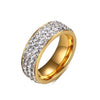 Gold Stainless Steel with Blue Inlay and Cubic Zirconia Crystals Ring - Innovato Store