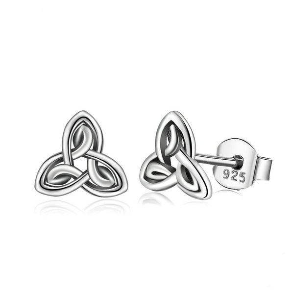925 Sterling Silver Triquetra Celtics Knot Stud Earrings