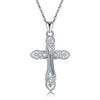 925 Sterling Silver with Celtics Knot Engraved Cross Pendant Necklace