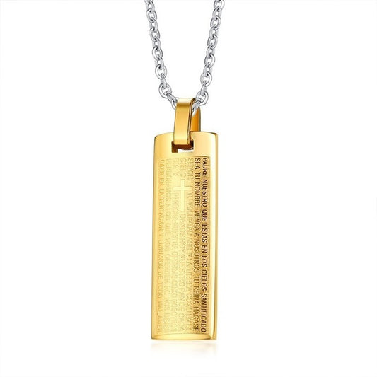 Stainless Steel The Lords Prayer Pendant Necklace