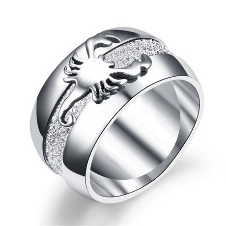 Matte-Finish 10mm Silver Toned Titanium Men’s Scorpion Cocktail Ring - Innovato Store