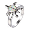 Unique Blue Fire Opal Turtle Ring for Women Wedding & Engagement Band