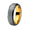 8mm Black Tungsten Carbide with Silver Matte Center and Yellow Gold Plated Ring - Innovato Store