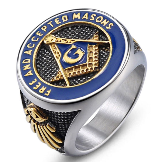 Classic "Free and Accepted Masons" Masonic Stainless Steel Ring - Innovato Store