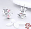 925 Sterling Silver Infinite Heart Clover with Pink Cubic Zirconia Stud Earrings
