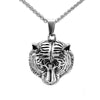 Stainless Steel Silver Tone Tiger Head Pendant for Men