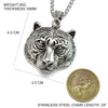 Stainless Steel Silver Tone Tiger Head Pendant for Men
