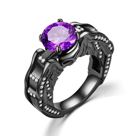 Skull Crystal Engagement Pomise Ring