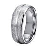 Superior Silver Coated Tungsten and Silver Meteorite Inlay Wedding Band