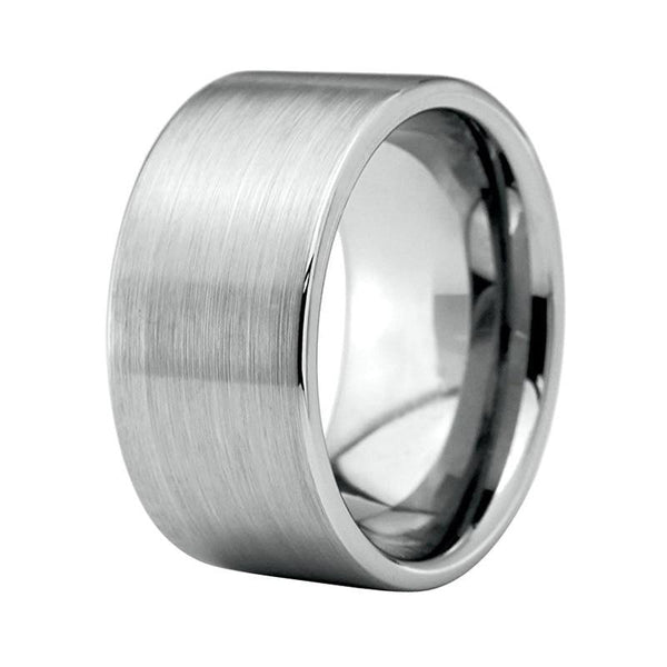 Tungsten Carbide with Pipe Cut Brushed Silver Plated Top Wedding Band
