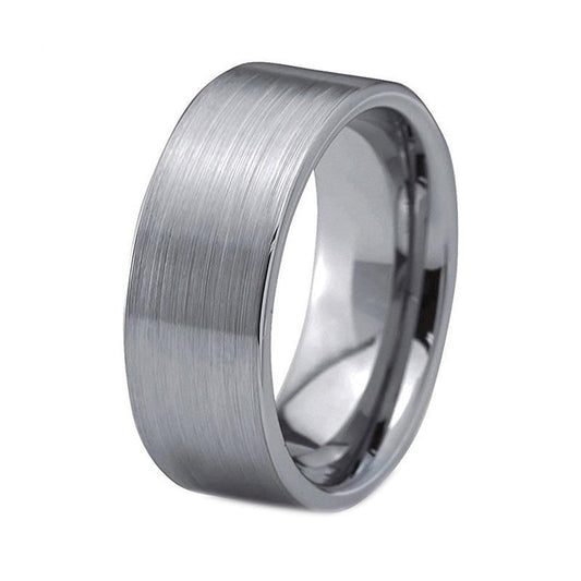 10mm Silver Brushed and Polished Tungsten Carbide Wedding Ring - Innovato Store