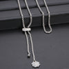 Crystal Flower Pendant Stainless Steel Chain Necklace